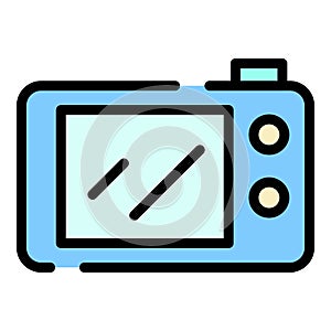 Video camera screen icon color outline vector