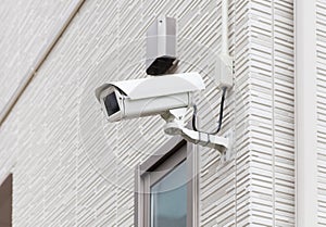Video camera security system on the wall