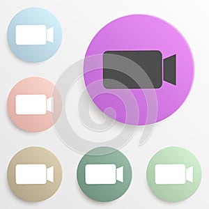 video camera sign badge color set. Simple glyph, flat vector of web icons for ui and ux, website or mobile application