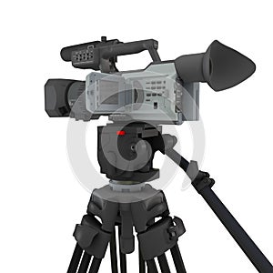 A video camera on tripod