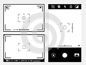 Video Camera Viewfinder Display. Vector Template digital video picture preview.