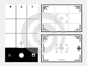 Video Camera Viewfinder Display. Vector Template digital video picture preview.