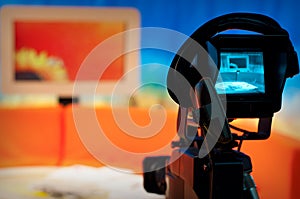 Video camera viewfinder - recording a show in a TV studio