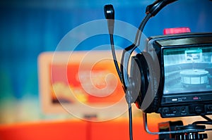 Video camera viewfinder, recording show in TV studio