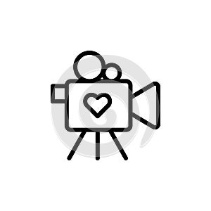 Video camera, wedding icon. Simple line, outline vector elements of marriage icons for ui and ux, website or mobile application