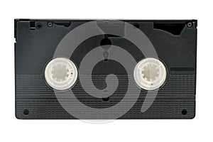 Video cassette close up isolated on white background.