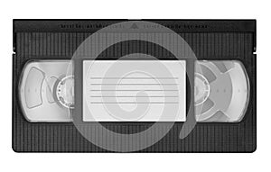 Video cassette in cover, videotape isolated on white