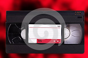 Video cassette, VHS, Pal Secam, Red-black blurred retro background