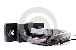 Video Cassette and Vintage VHS Rewinder