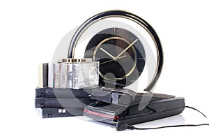 Video Cassette and Vintage VHS Rewinder