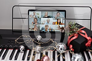 video chat with friends and playing music, christmas