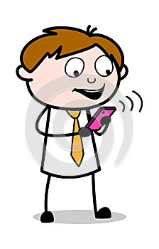 Video Chat - Office Salesman Employee Cartoon Vector Illustration