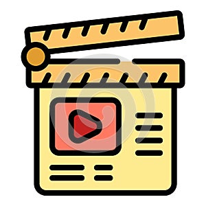 Video clapper icon vector flat