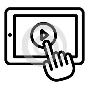 Video clip tablet icon, outline style