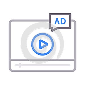 Video colour line vector  icon