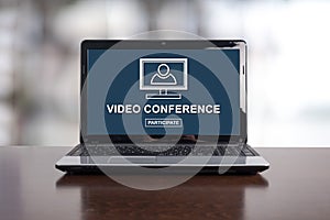 Video conference concept on a laptop