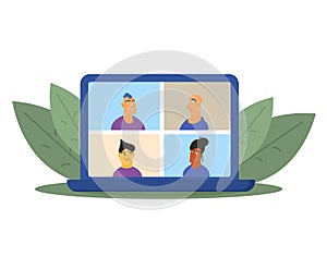 Video conference concept. Online call. Vector flat