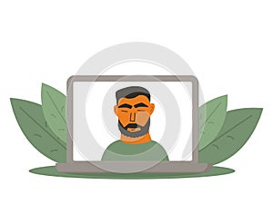 Video conference concept. Online call. Vector flat