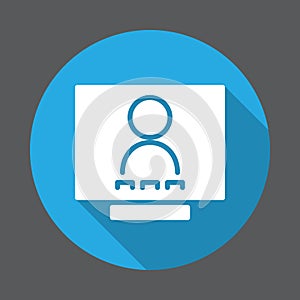 Video Conference flat icon. Round colorful button, circular vector sign with long shadow effect.