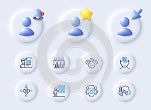 Video conference, Friendship and Approved teamwork line icons. For web app, printing. Vector