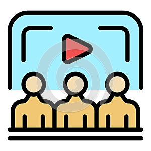 Video conference group icon vector flat