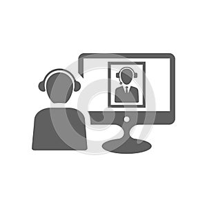 Video conference icon / gray vector