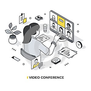 Video Conference Isometric Scene