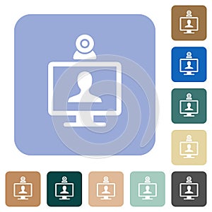 Video conference rounded square flat icons