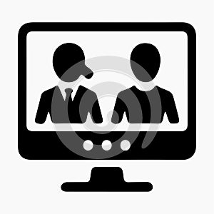 Video Conference Screen Solid Digital Meeting Icon