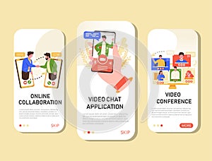 Video conference, video chat application, online collaboration mobile page
