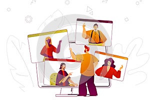 Video conference web concept. Online business meeting