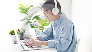 Video conference, Work from home, Asian man making video call to business team with virtual web, Contacting colleague by