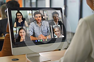 Video conferencing from multi business branches via internet network