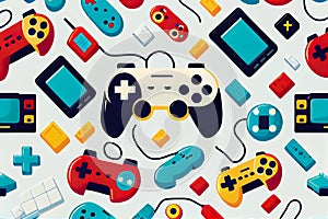 Video controllers gamepads background view top view. Generative AI, Generative, AI