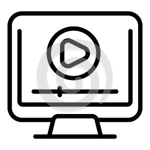 Video course icon outline vector. Training webinar