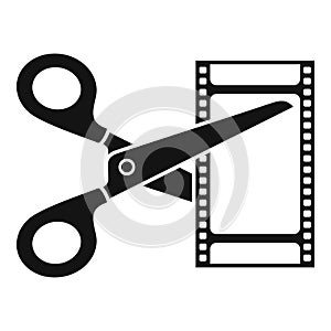 Video cut icon simple vector. Movie film