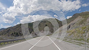 Video of driving in a car In summer season along the mountain road in Altai