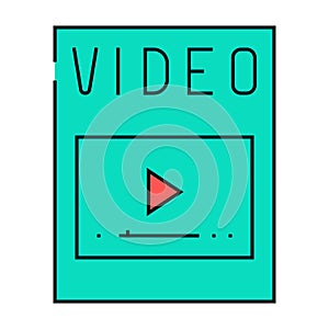 video file format document icon color illustration