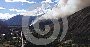 Video of a fire in the Peruvian Andes in Urubamba, Cuzco.