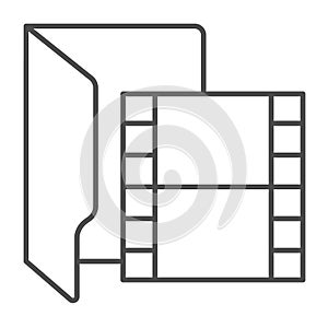 Video folder thin line icon, windows pack concept. Vector graphics. Folder with video files, video frames, multimedia