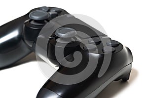 Video game black controller closeup