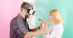 Video game captured imagination of guy. Wife tries to help him back into real life. Man VR glasses involved video game