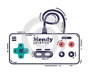 Video Game Console, Gamepad Controller, Video Game Player Device Hand Drawn Vector Illustration