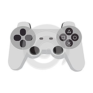 Video game console joystick vector illustration gaming button. Computer game control console device symbol isolated white.