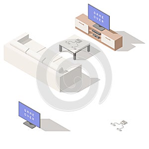 Video game console lowpoly isometric icon set