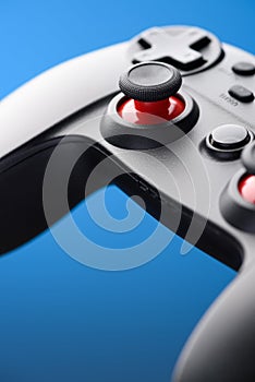 Video game controller. Game pad joystick closeup
