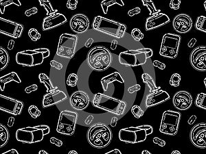 Video game controllers gamepad background Gadgets and devices seamless pattern Modern Game Console Controllers Seamless Pattern,