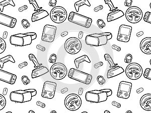 Video game controller gamepad background Gadgets devices seamless pattern Modern Game Console Controllers Seamless Pattern,
