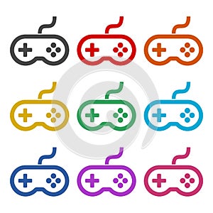 Video game controller or gamepad icon or logo, color set