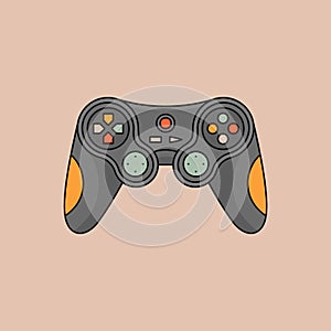 Video game controller icon. Joystick wireless gadget illustration. Colorful gamepad in flat design